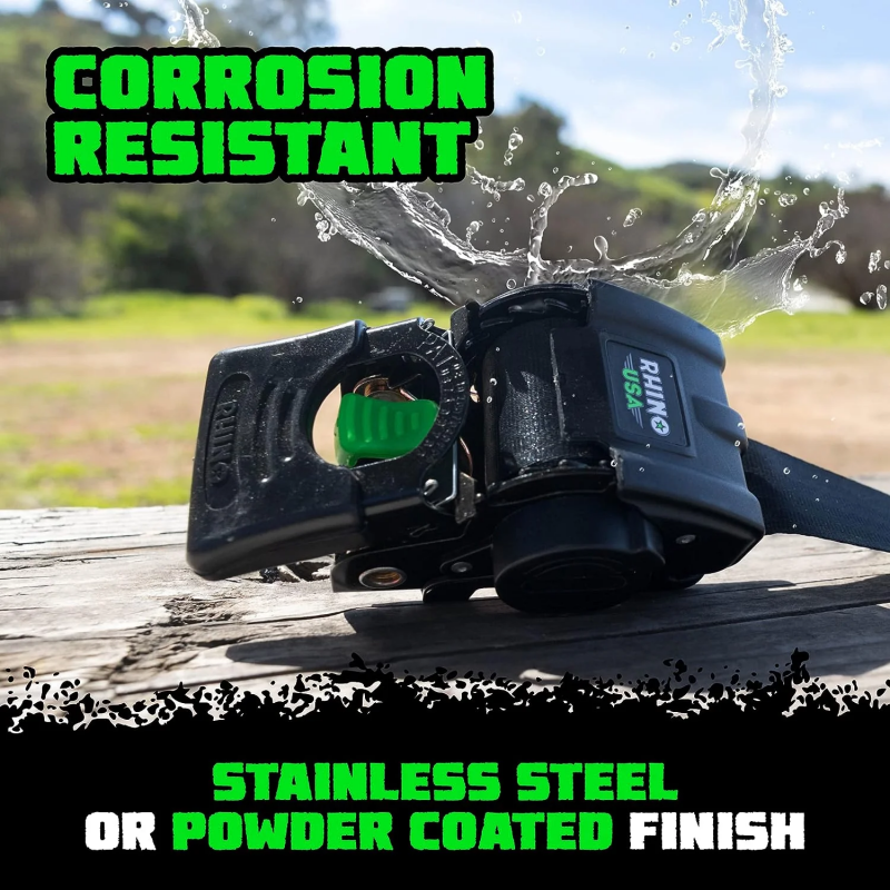 Rhino USA Retractable Transom Straps (2 Pack-Black) - Racecraft Industries