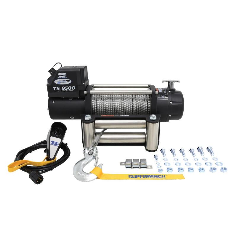 Superwinch 9500 LBS 12V DC 11/32in x 95ft Steel Rope Tiger Shark 9500 Winch - Racecraft Industries