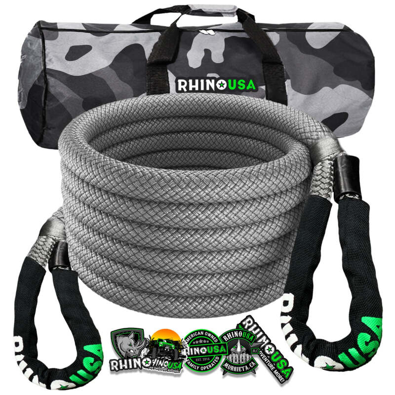 Rhino USA Kinetic Energy Recovery Rope (1In X 30Ft) Gray - Racecraft Industries