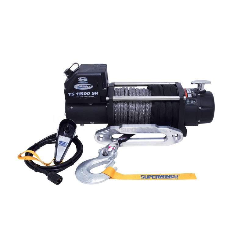 Superwinch 11500 LBS 12V DC 3/8in x 80ft Synthetic Rope Tiger Shark 11500 Winch - Racecraft Industries