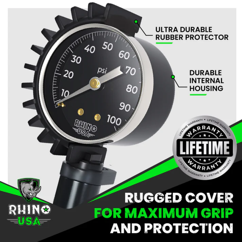 Rhino USA 100 Psi Analog Tire Inflator Gauge - Racecraft Industries