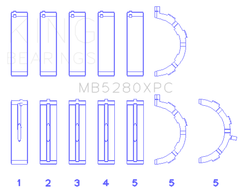 King Ford 4.6L/5.4L V8 SOHC (Size STD) Performance Coated Main Bearing Set - Racecraft Industries