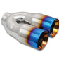 Vibrant 2.5in ID Dual 3.5in OD Round SS Tips (Double Wall, Straight Cut) with Burnt Blue Finish - Racecraft Industries