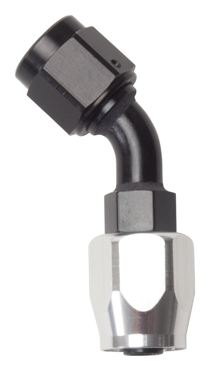 Russell Performance -6 AN Black/Silver 45 Degree Full Flow Hose End - Racecraft Industries