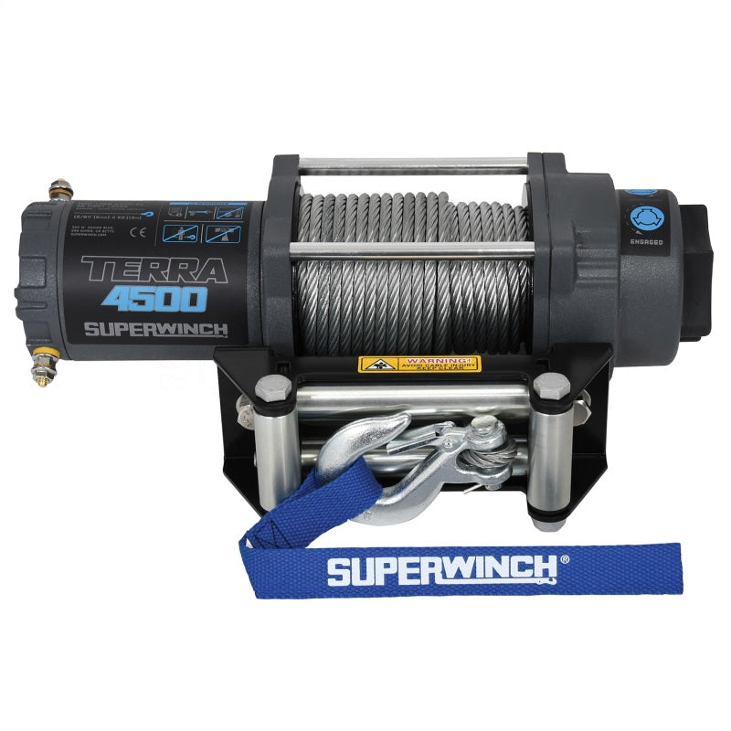 Superwinch 4500 LBS 12V DC 15/64in x 50ft Steel Rope Terra 4500 Winch - Gray Wrinkle - Racecraft Industries