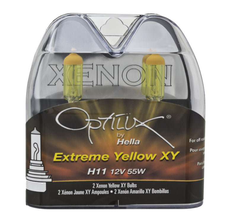 Hella Optilux H11 55W XY Extreme Yellow Bulbs (Pair) - Racecraft Industries