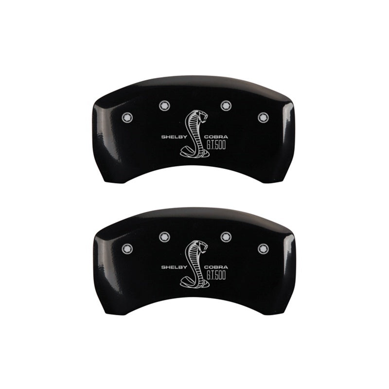 MGP Rear set 2 Caliper Covers Engraved Rear GT500 Shelby & Cobra Black finish silver ch - Racecraft Industries