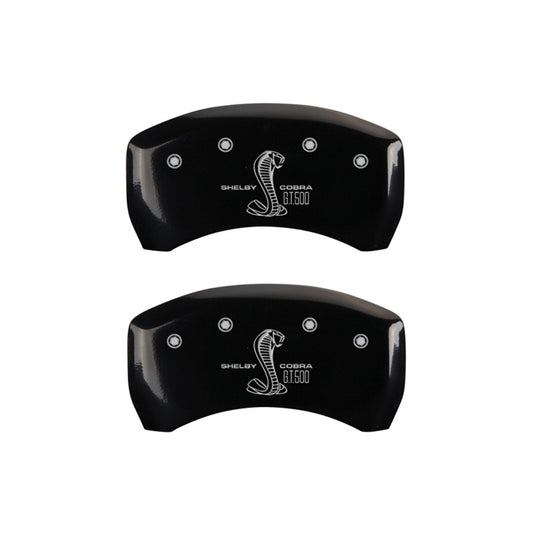 MGP Rear set 2 Caliper Covers Engraved Rear GT500 Shelby & Cobra Black finish silver ch - Racecraft Industries