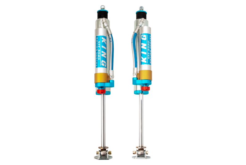 King Shocks 97-06 Jeep Wrangler TJ Front 2.5 Dia Piggy Hose Res Shock 3-5in Lift w/Adjuster (Pair) - Racecraft Industries