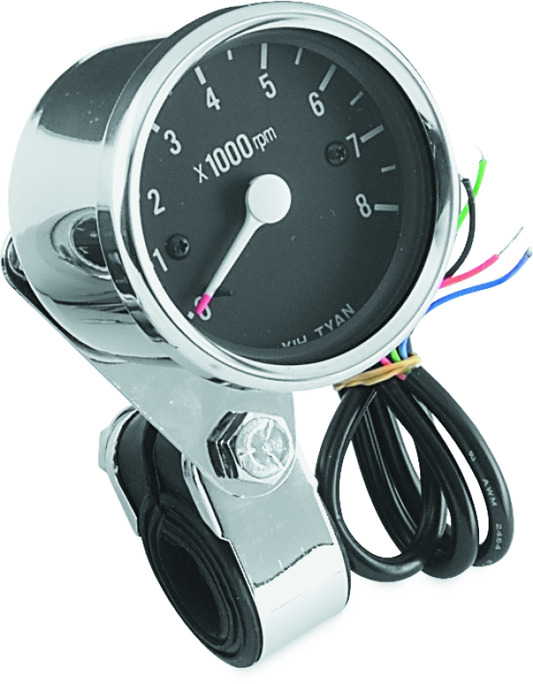 Bikers Choice Big Twin & XL Electronic Mini Tachometer 8000 RPM Black Face 2 1/2 Inch - Racecraft Industries