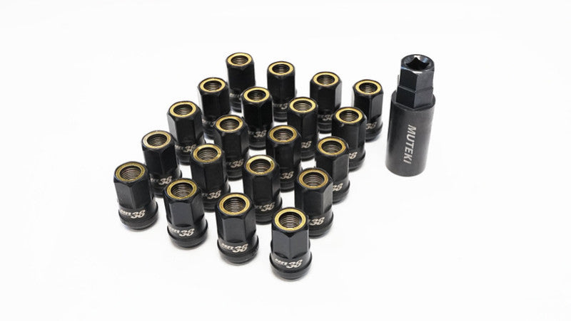 Wheel Mate Muteki HR38 Open End Lug Nuts 12x1.25 Titanium Chrome / Yellow Ring - Racecraft Industries