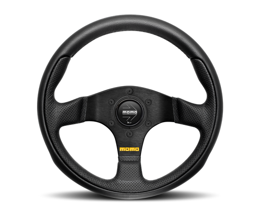 Momo Team Steering Wheel 300 mm - 4 Black Leather/Black Spokes - Racecraft Industries
