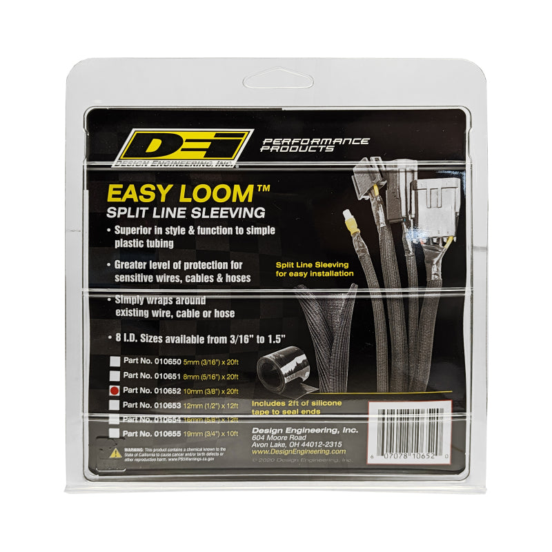 DEI Split Wire Sleeve Easy Loom 10mm-3/8in x 20 Black - Racecraft Industries