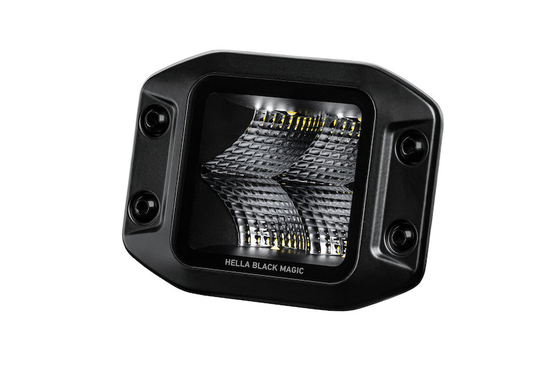 Hella Universal Black Magic 3.2in L.E.D. Cube Kit - Flood Beam (Flush Mount) - Racecraft Industries