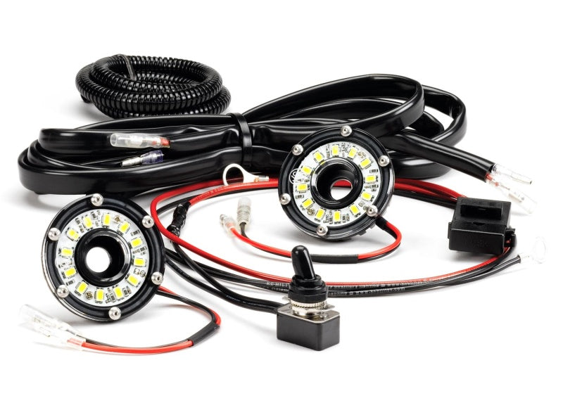 KC HiLiTES Cyclone 2in. LED Universal Under Hood Lighting Kit (Incl. 2 Cyclone Lights/Switch/Wiring) - Racecraft Industries