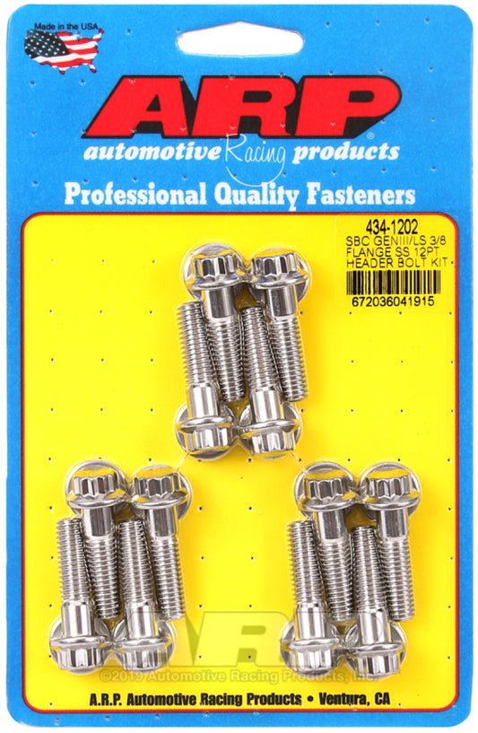 ARP Chevy SBC/GenIII LS 3/8in Flange SS 12pt Header Bolt Kit - Racecraft Industries