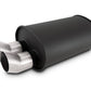 Vibrant Streetpower Flat Blk Muffler 9.5x6.75x15in Body 2.5in Inlet ID 3in Tip OD w/Dual DTM Tips - Racecraft Industries