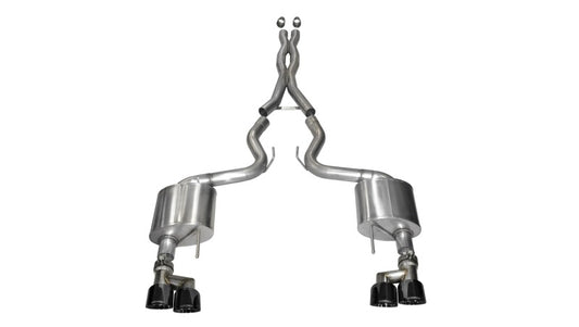 Corsa 2015-2017 Ford Mustang GT 5.0 3in Cat Back Exhaust Black Quad Tips (Xtreme) - Racecraft Industries