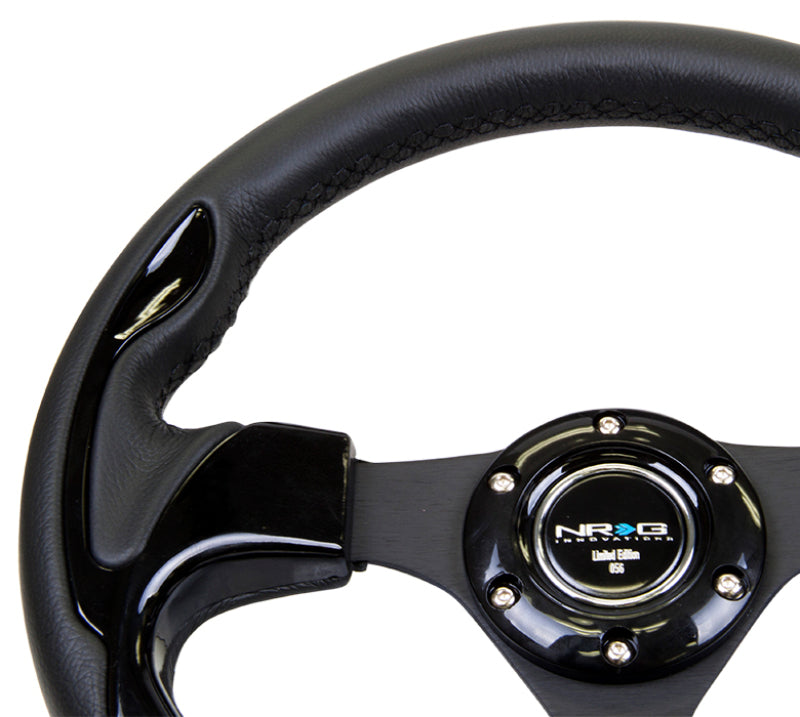 NRG Reinforced Steering Wheel (320mm) Blk w/Gloss Black Trim - Racecraft Industries