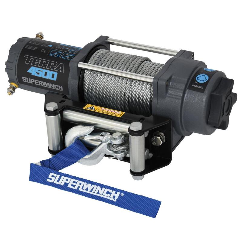 Superwinch 4500 LBS 12V DC 15/64in x 50ft Steel Rope Terra 4500 Winch - Gray Wrinkle - Racecraft Industries
