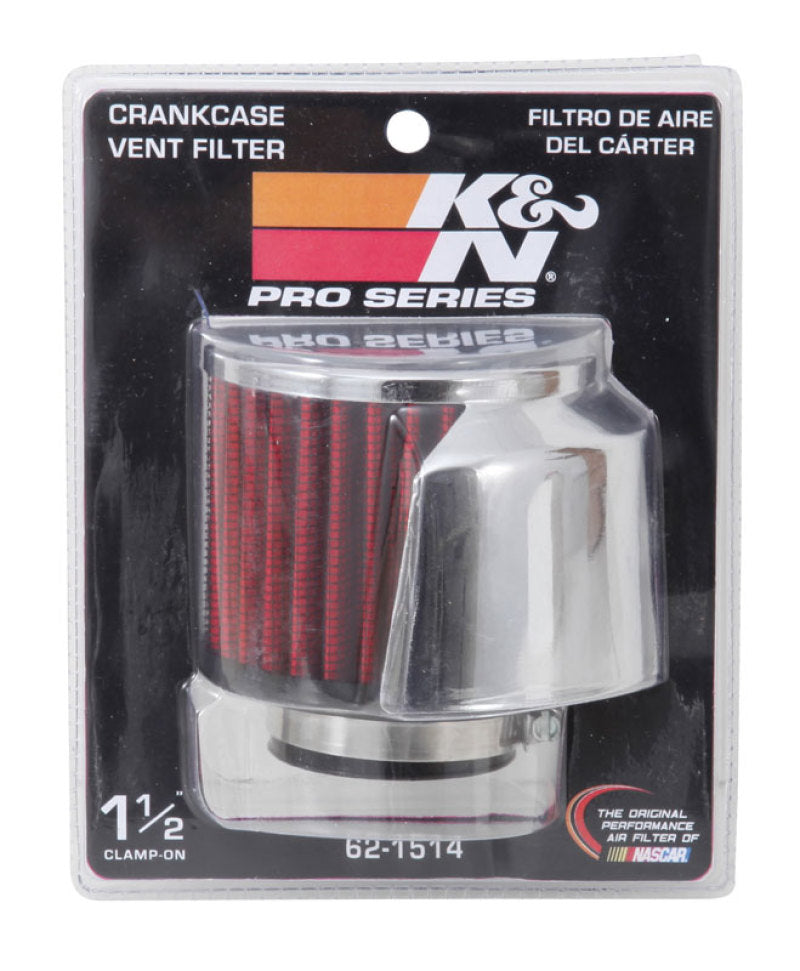 K&N 1.5in Flange ID x 3in OD x 2.5in Height Clamp On Crankcase Vent Filter - Racecraft Industries
