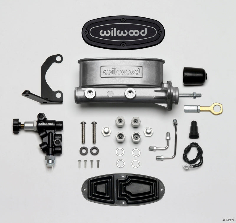 Wilwood HV Tandem M/C Kit w L/H Bracket & Prop Valve - 7/8in Bore-W/Pushrod - Early Mustang - Racecraft Industries