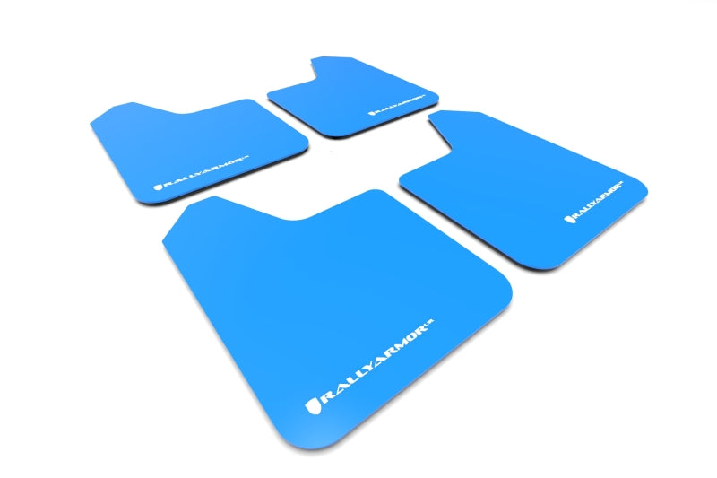 Rally Armor Universal Fit (No Hardware) Blue UR Mud Flap White Logo - Racecraft Industries