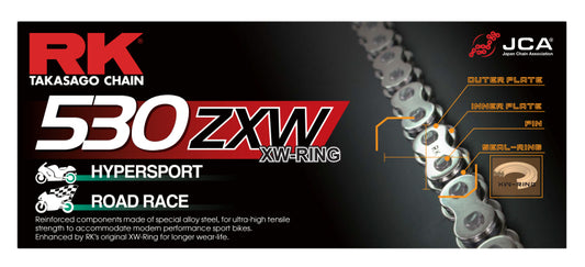RK Chain 530ZXW-150 - Chrome - Racecraft Industries