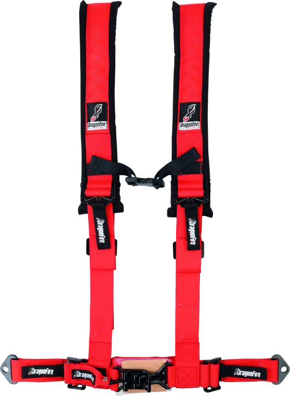 DragonFire Racing Harness- H-Style- 4-Point- 2in Buckle- Red - Racecraft Industries