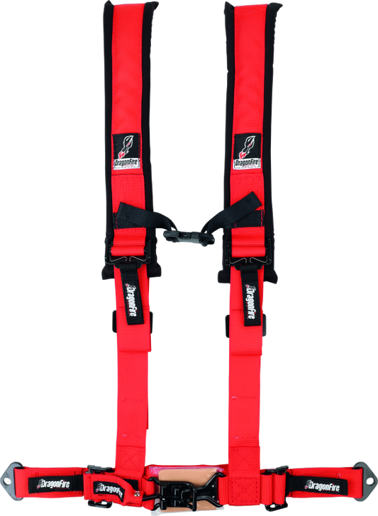 DragonFire Racing Harness- H-Style- 4-Point- 2in Buckle- Red - Racecraft Industries