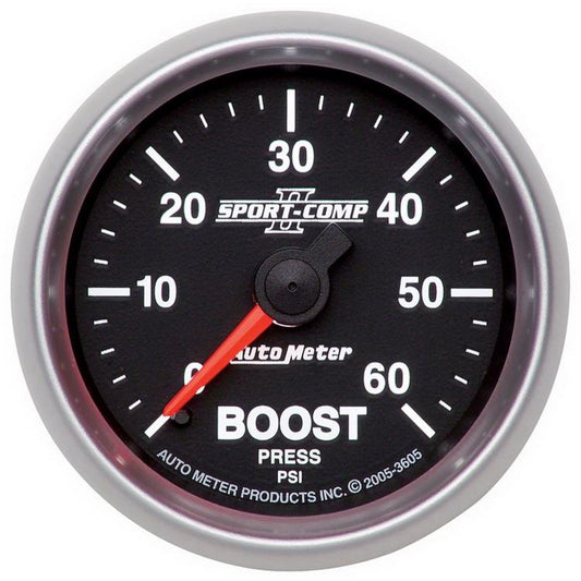 Autometer Sport-Comp II Mechanical 52mm 0-60 PSI Mechanical Boost Gauge - Racecraft Industries
