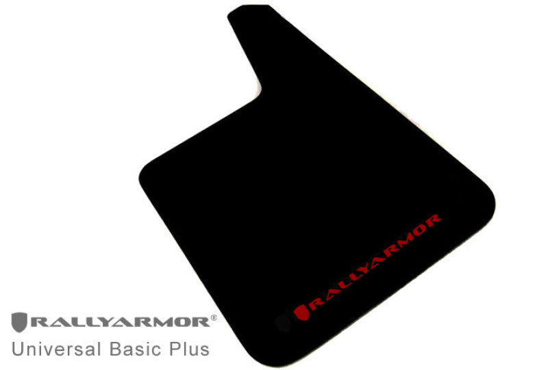 Rally Armor Universal Fit (No Hardware) Basic Plus Black Mud Flap w/ Red Logo - Racecraft Industries