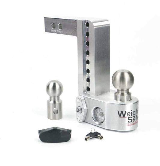 Weigh Safe 8in Drop Hitch w/Built-in Scale & 2in Shank (10K/12.5K GTWR) - Aluminum - Racecraft Industries