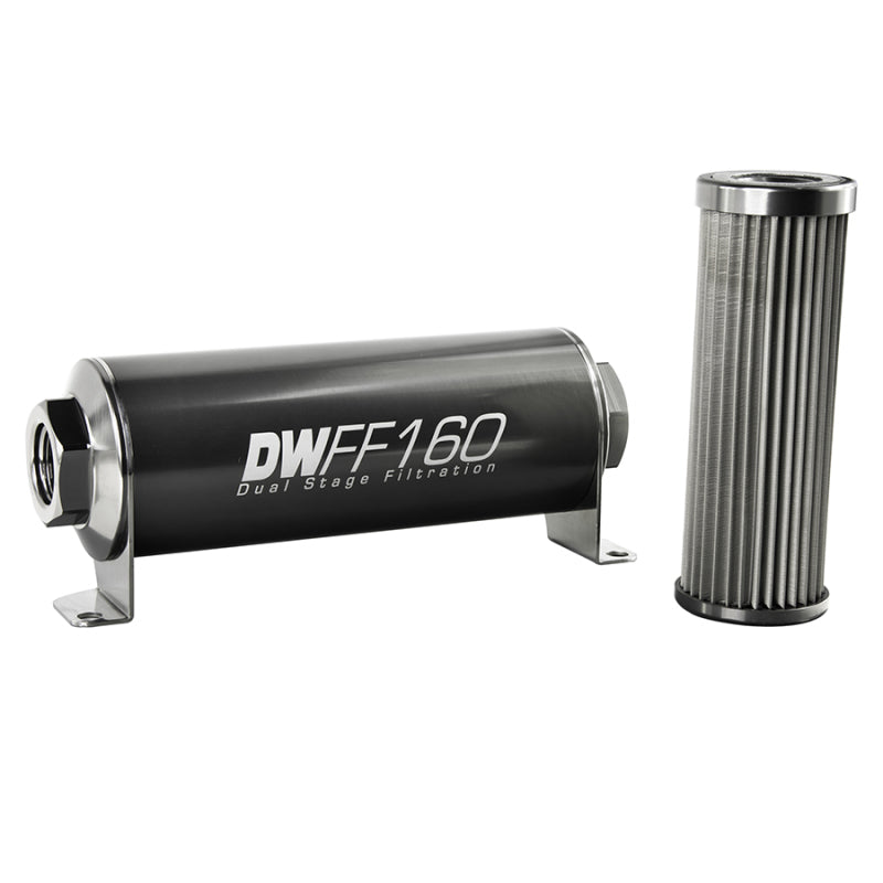DeatschWerks Stainless Steel 10AN 10 Micron Universal Inline Fuel Filter Housing Kit (160mm) - Racecraft Industries