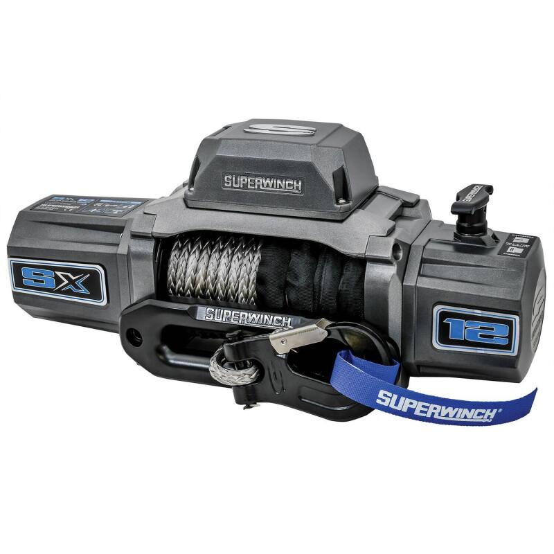 Superwinch 12000 LBS 12V DC 3/8in x 80ft Synthetic Rope SX 12000SR Winch - Graphite - Racecraft Industries
