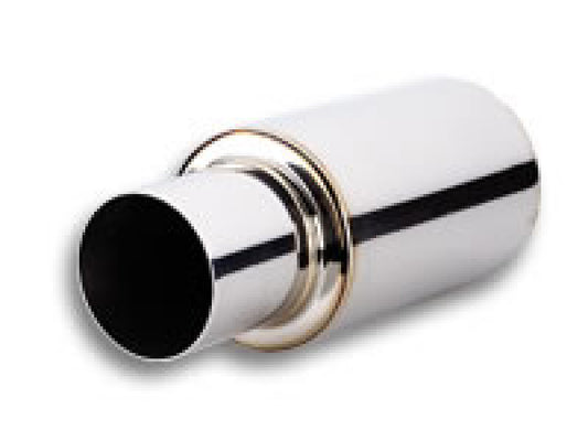 Vibrant TPV Turbo Round Muffler (17in Long) with 4in Round Tip Straight Cut - 3in inlet I.D. - Racecraft Industries