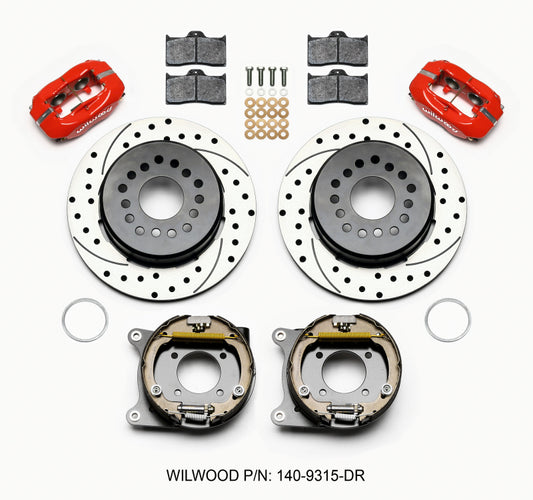 Wilwood Forged Dynalite P/S Park Brake Kit Drilled Red 12 Bolt 2.75in offset Staggered Shock - Racecraft Industries