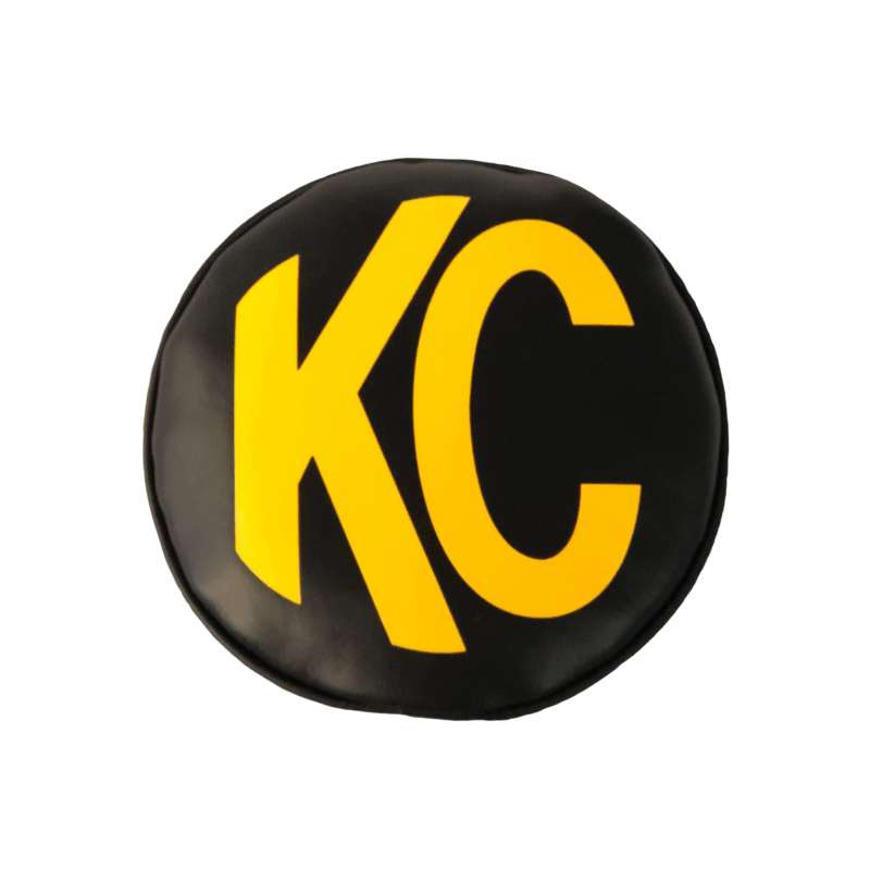 KC HiLiTES 6in. Round Soft Cover (Pair) - Black w/Yellow KC Logo - Racecraft Industries