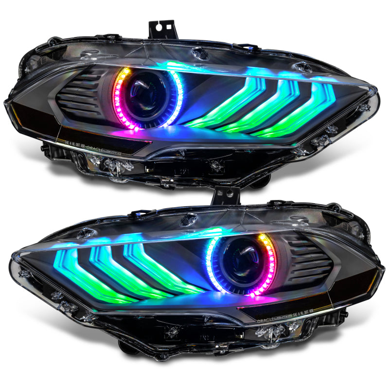 Oracle Lighting 18-23 Ford Mustang Dynamic ColorSHIFT LED Headlights - Black Series SEE WARRANTY - Racecraft Industries