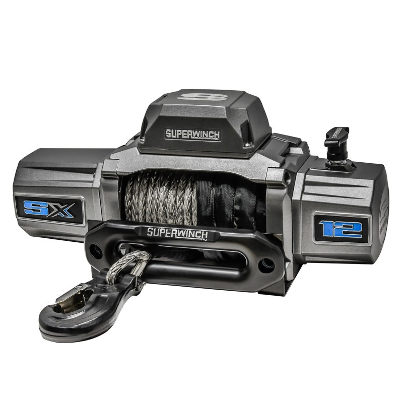 Superwinch 12000 LBS 12V DC 3/8in x 80ft Synthetic Rope SX 12000SR Winch - Graphite - Racecraft Industries