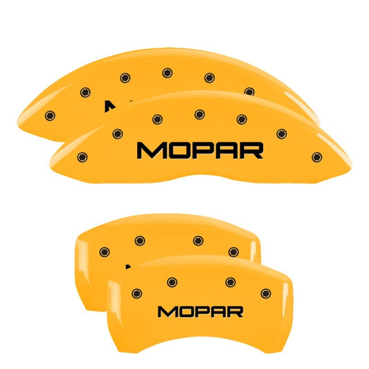 MGP 4 Caliper Covers Engraved Front & Rear MOPAR Yellow finish black ch - Racecraft Industries
