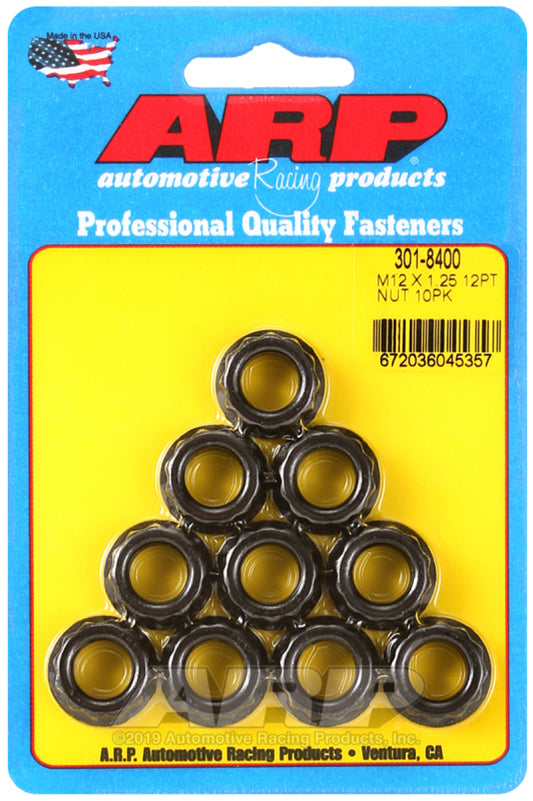 ARP 12mm x 1.25 16mm Socket 12pt Nut Kit (10 pack) - Racecraft Industries