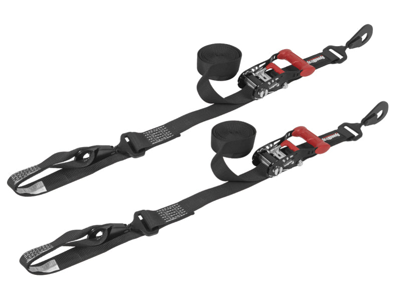 SpeedStrap 1 1/2In x 10Ft Ratchet Tie-Down w/ Soft-Tie (2 Pack) - Black - Racecraft Industries