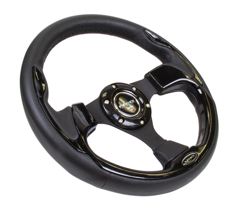 NRG Reinforced Steering Wheel (320mm) Blk w/Gloss Black Trim - Racecraft Industries