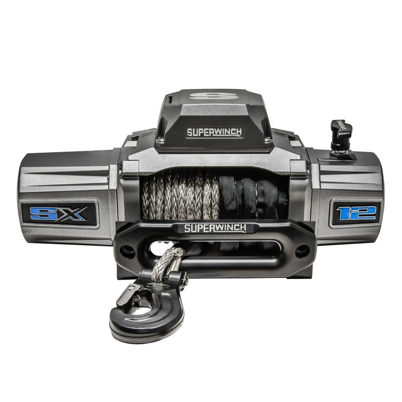 Superwinch 12000 LBS 12V DC 3/8in x 80ft Synthetic Rope SX 12000SR Winch - Graphite - Racecraft Industries
