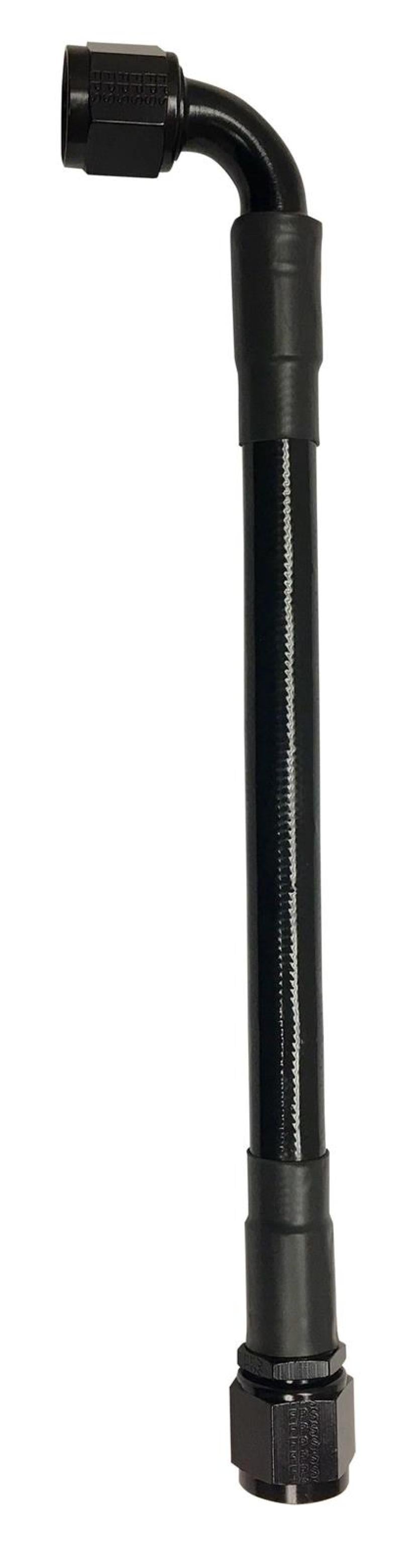 Fragola -6AN Ext Black PTFE Hose Assembly Straight x 90 Degree 20in - Racecraft Industries