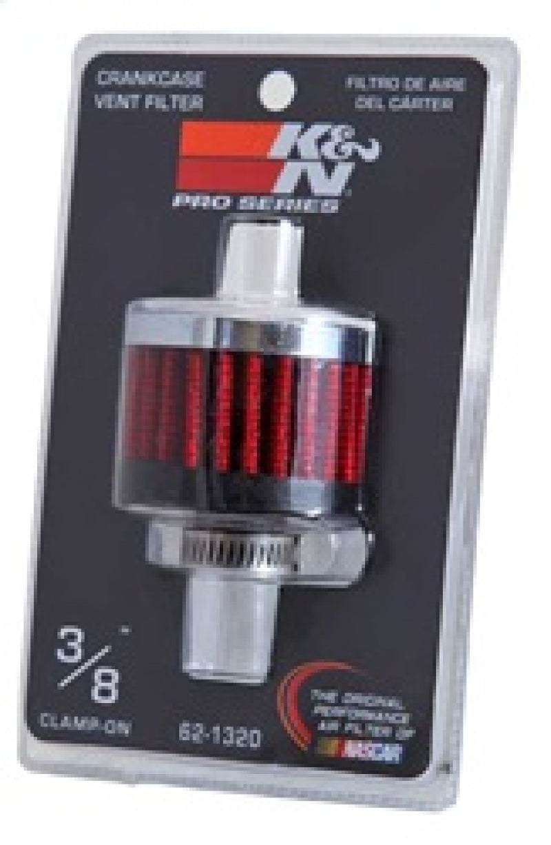K&N Clamp On Rubber Base Crankcase Vent Filter 0.375in Flange ID x 2in OD x 1.5in Height - Racecraft Industries