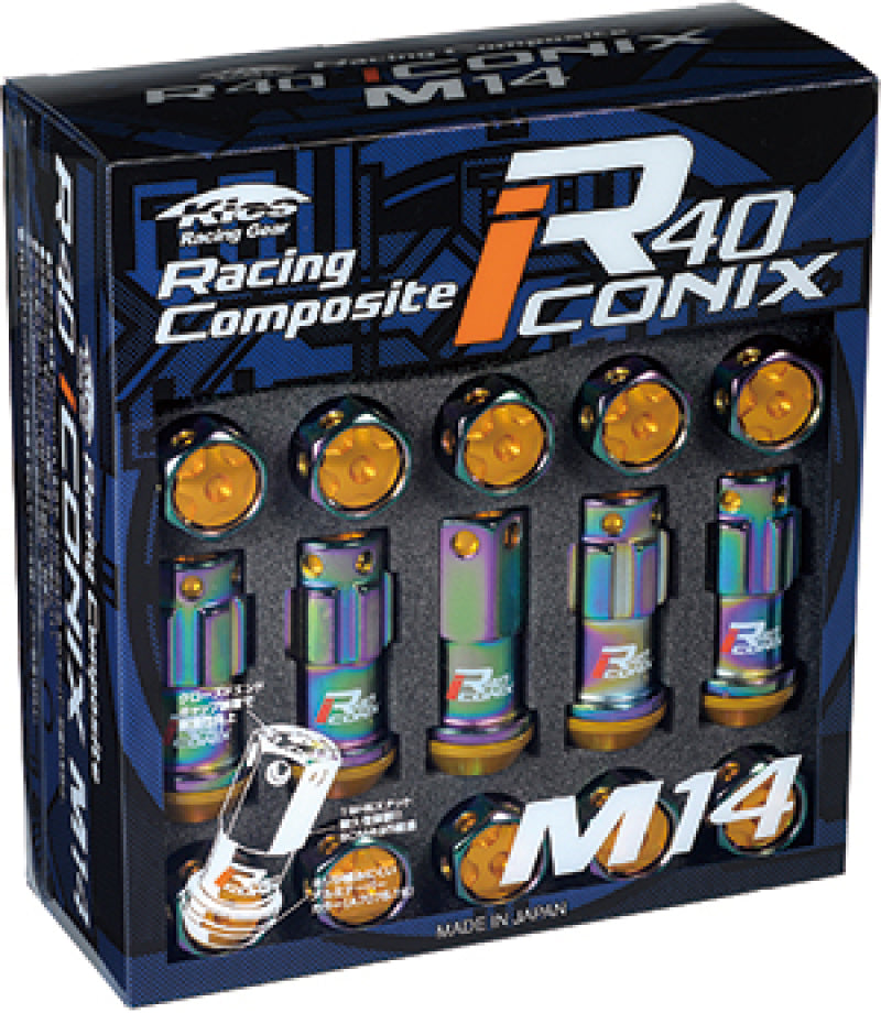 Project Kics 14x1.50 R40 Iconix Lock & Lug Nuts - Neo Chrome w/Gold Cap (16+4 Locks) - Racecraft Industries