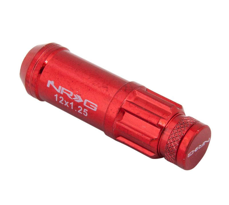 NRG 700 Series M12 X 1.25 Steel Lug Nut w/Dust Cap Cover Set 21 Pc w/Locks & Lock Socket - Red - Racecraft Industries