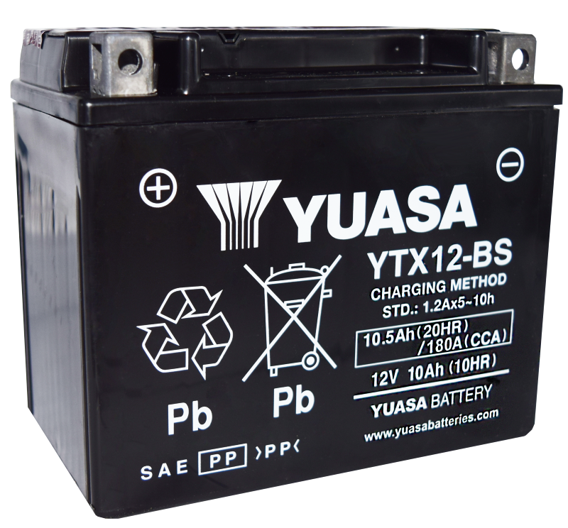 Yuasa YTX12-BS Maintenance Free AGM 12-Volt Battery w/Bottle - Racecraft Industries